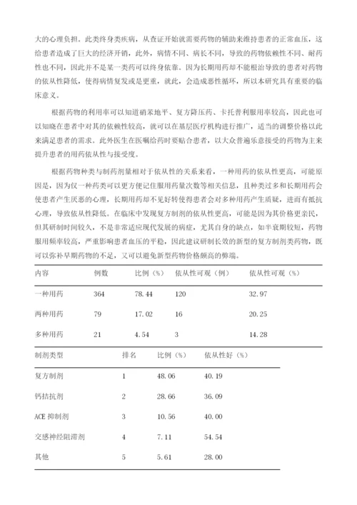 社区高血压病人的药物利用与依从性关系分析的专题研究1.docx
