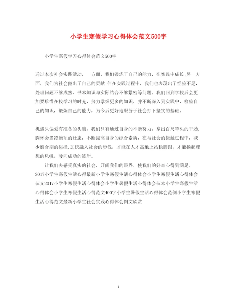 精编小学生寒假学习心得体会范文500字.docx