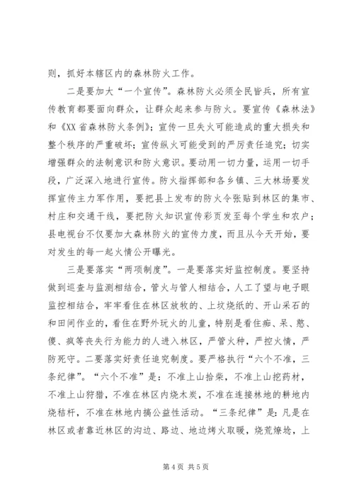 副县长在森林防火专题会发言.docx