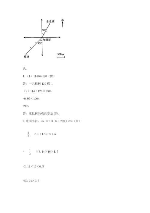 小学六年级数学摸底考试题附参考答案【满分必刷】.docx
