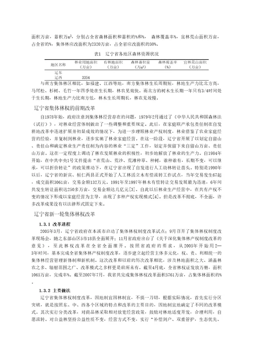 辽宁省集体林权制度改革经验与前瞻