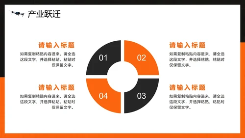 橙色简约创意科技风无人机科普介绍PPT模板