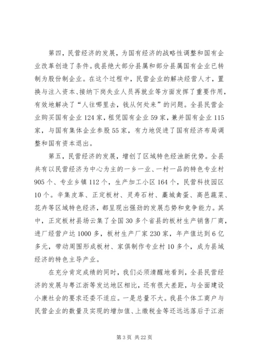 县民营经济工作大会县长讲话稿.docx