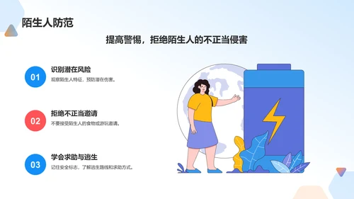 蓝色插画风全国中小学生安全教育日PPT模板