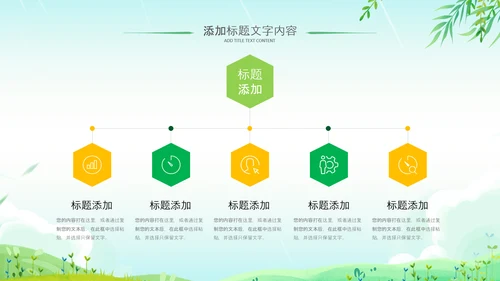 小清新绿遇见春天春季春暖花开植树ppt模板