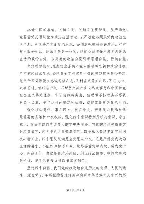 关于严肃党内政治生活讲话稿.docx