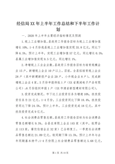 经信局XX年上半年工作总结和下半年工作计划.docx