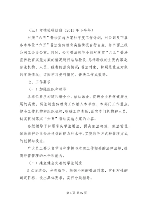 某企业开展法制宣传教育第六个五年规划.docx