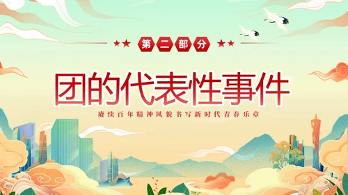 黄色国潮风庆祝中国共青团建团101年课件PPT五四青年节