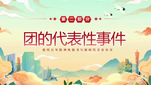 黄色国潮风庆祝中国共青团建团101年课件PPT五四青年节