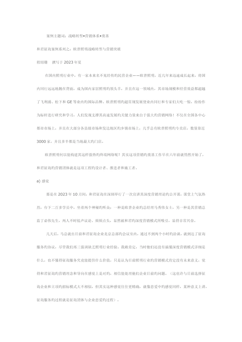 欧普照明战略转型和营销体系建设.docx