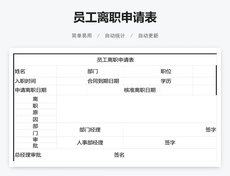 员工离职申请表
