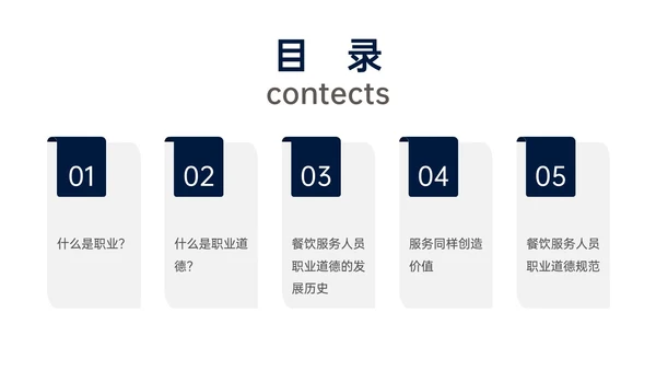 蓝色商务实拍风餐饮服务人员职业道德培训课件