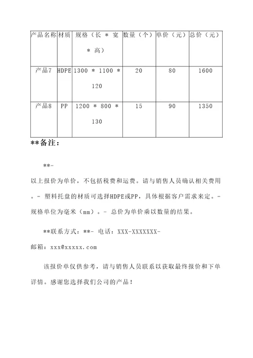 云南物流塑料托盘报价单