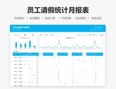 员工请假统计月报表