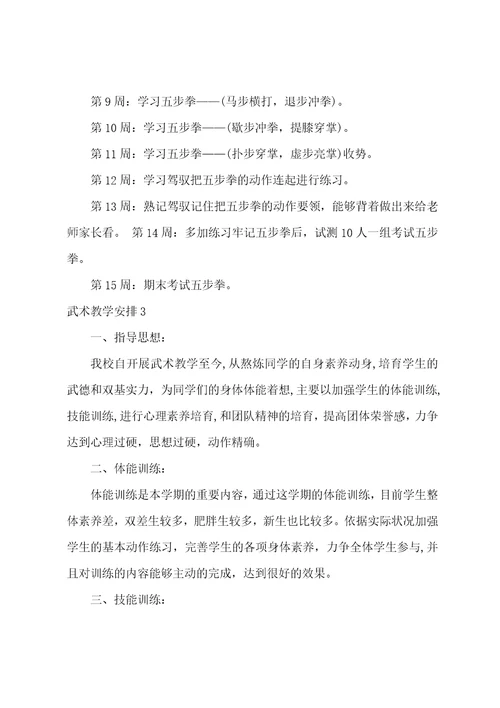 武术教学计划