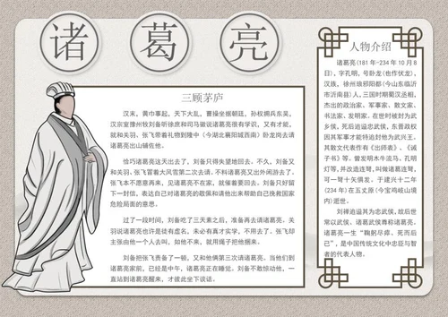 诸葛亮人物手抄报word模板