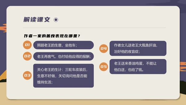 蓝色插画风初一语文课件老王教学公开课PPT模板