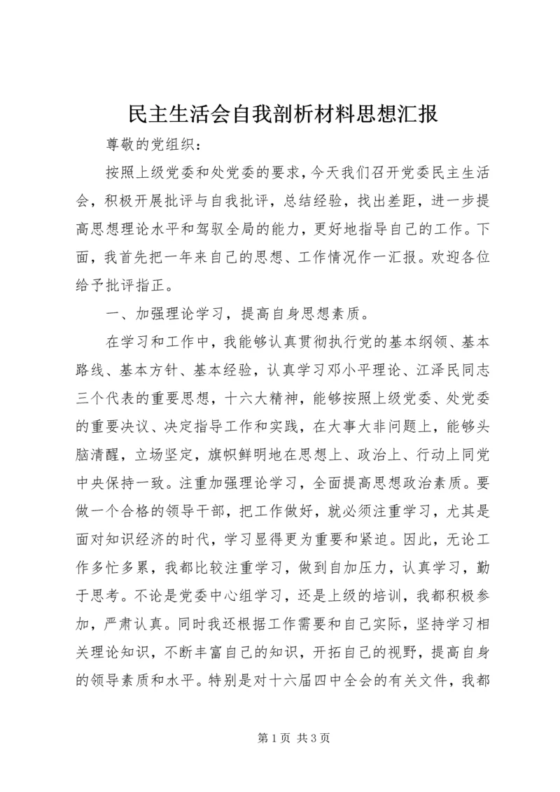 民主生活会自我剖析材料思想汇报_1.docx