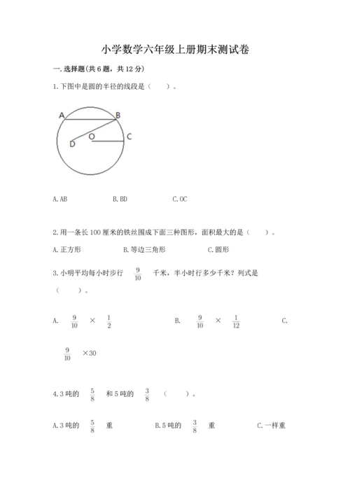 小学数学六年级上册期末测试卷【中心小学】.docx