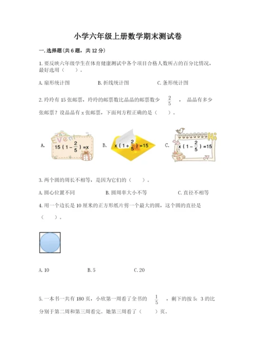 小学六年级上册数学期末测试卷附答案（研优卷）.docx