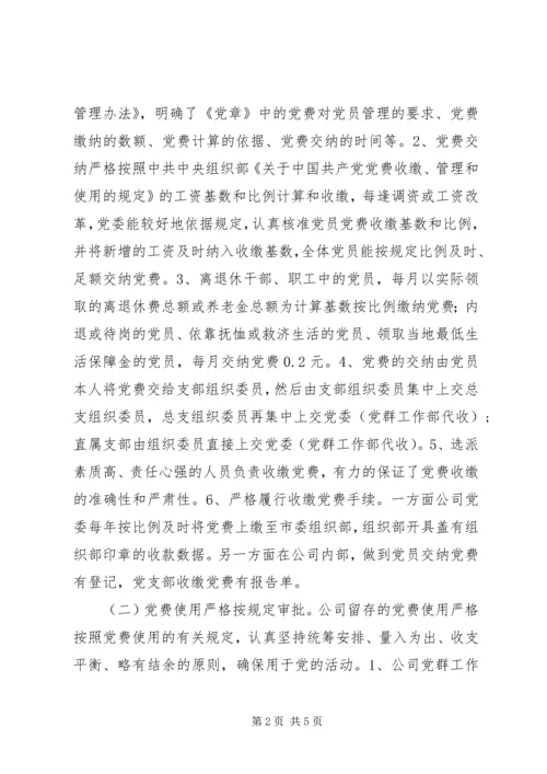 企业公司党费自查报告.docx