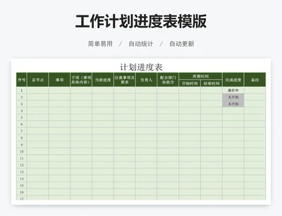 工作计划进度表模版