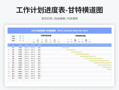 工作计划进度表-甘特横道图