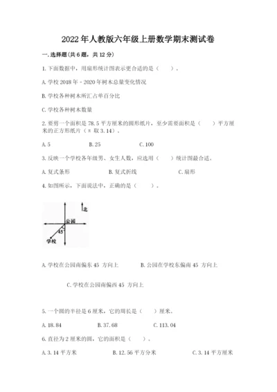 2022年人教版六年级上册数学期末测试卷附答案【培优b卷】.docx