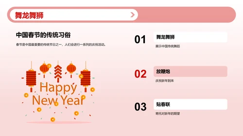 红色插画迎接新年春节习俗与文化PPT模板