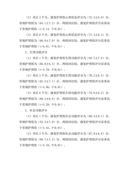 乳腺癌术后康复护理对患者生活质量的影响