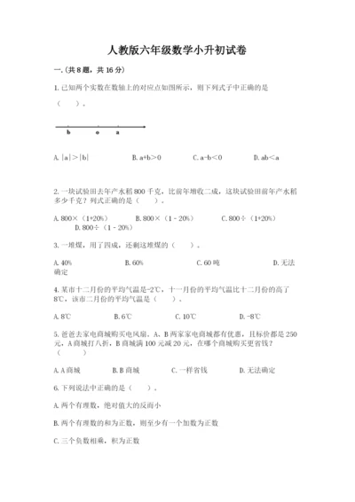 人教版六年级数学小升初试卷及完整答案.docx