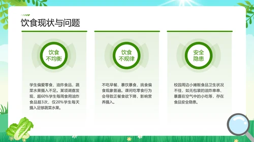 绿色扁平风学生饮食健康防护指南PPT