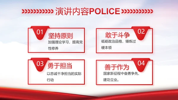 红色大气公安警察工作汇报动态PPT