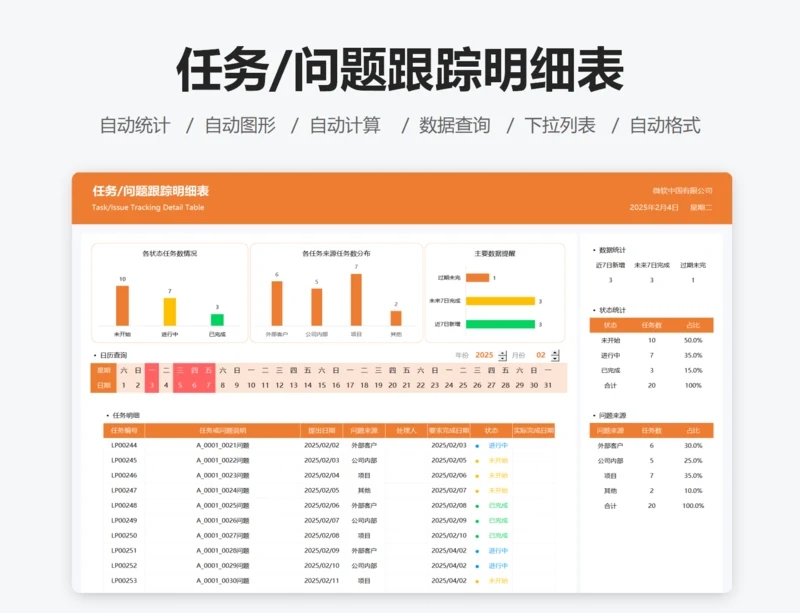 任务/问题跟踪明细表