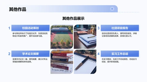 蓝色商务风大学生岗位申请简历PPT模板