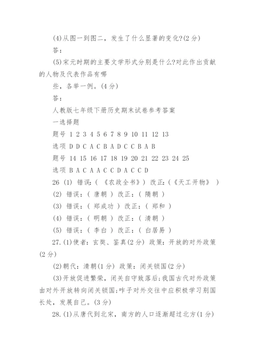 人教版七年级下册历史期末试卷.docx