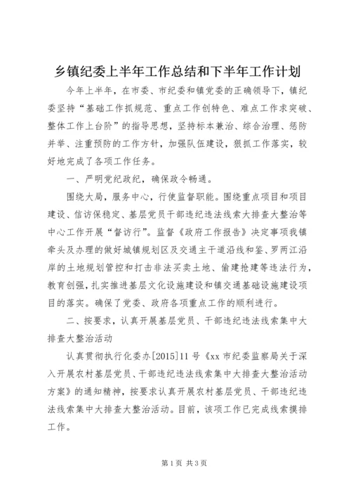 乡镇纪委上半年工作总结和下半年工作计划.docx