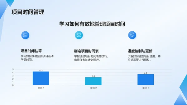 蓝色3D风项目进度管理PPT模板
