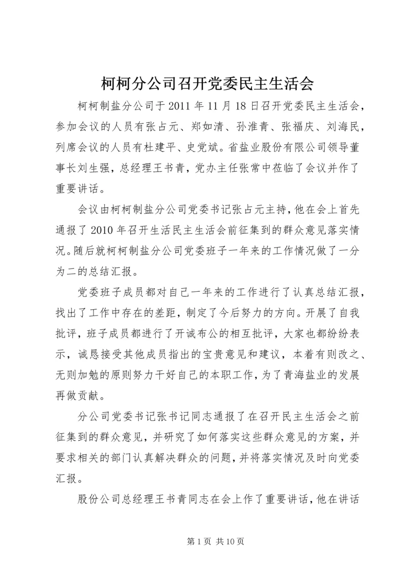 柯柯分公司召开党委民主生活会.docx
