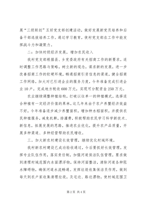 横沙乡民星村党支部三年工作计划党支部工作计划.docx
