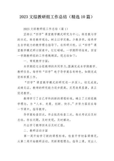 2023文综教研组工作总结（精选10篇）.docx