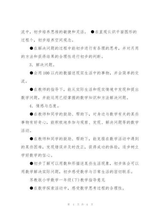苏教版小学数学一年级(下)教学指导意见.docx