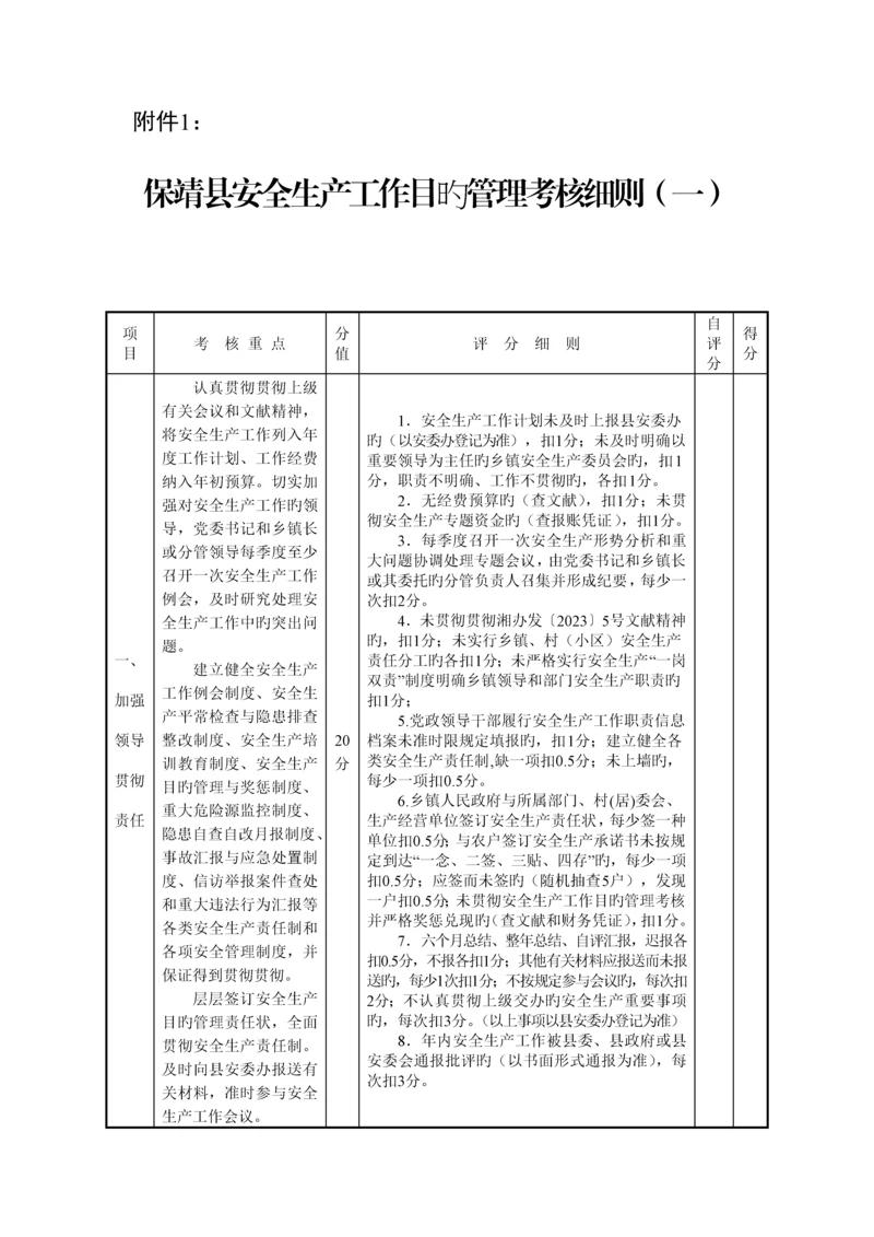 乡镇安全生产考核细则.docx
