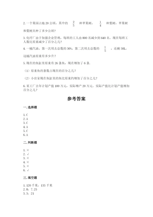 2022人教版六年级上册数学期末测试卷【预热题】.docx