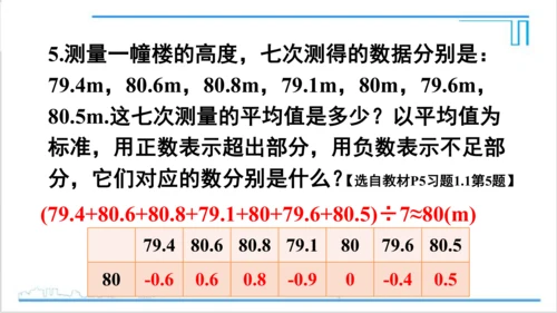 【高效备课】人教版七(上) 1.1 正数和负数 习题 1.1 课件