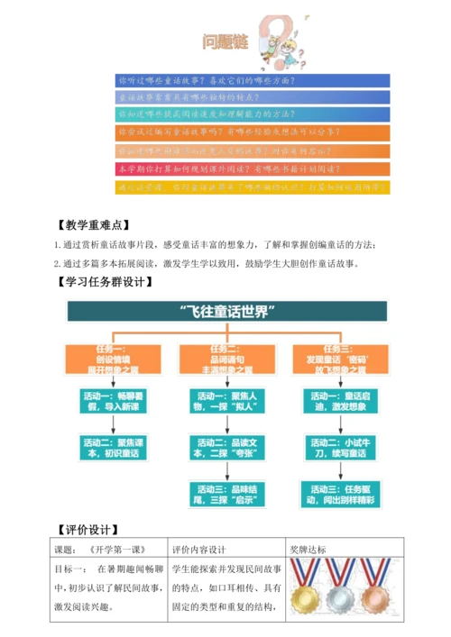 乘想象之翼，游历童话世界——三年级语文开学第一课教学设计