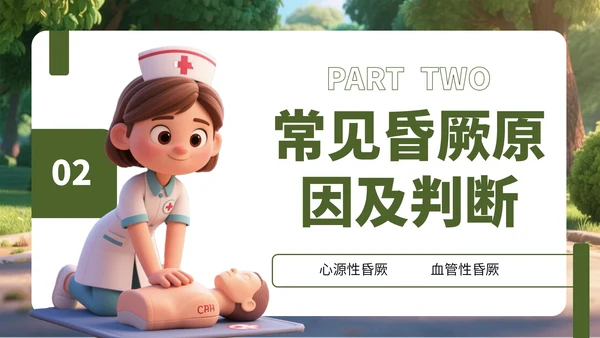 绿色3D风对昏厥人员急救诊断PPT