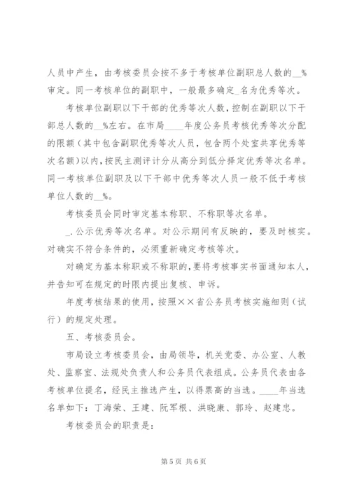 工商局年度公务员考核实施方案.docx