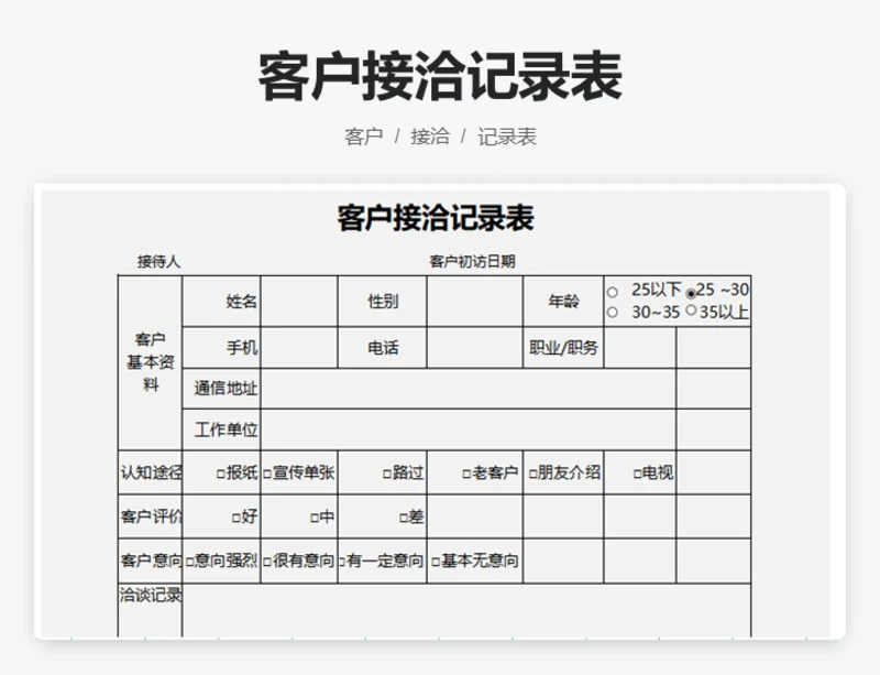 客户接洽记录表